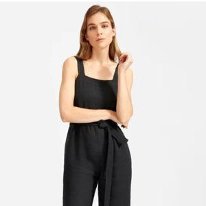 Everlane linen square-neck jumpsuit in black